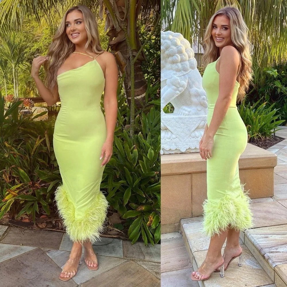 House of CB ‘Alessia’ Lime Feathered Midi Dress size XS $299